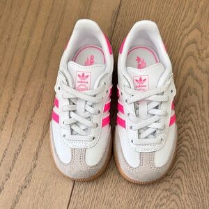 Adidas Kids Sneakers - White, Pink, and Tan